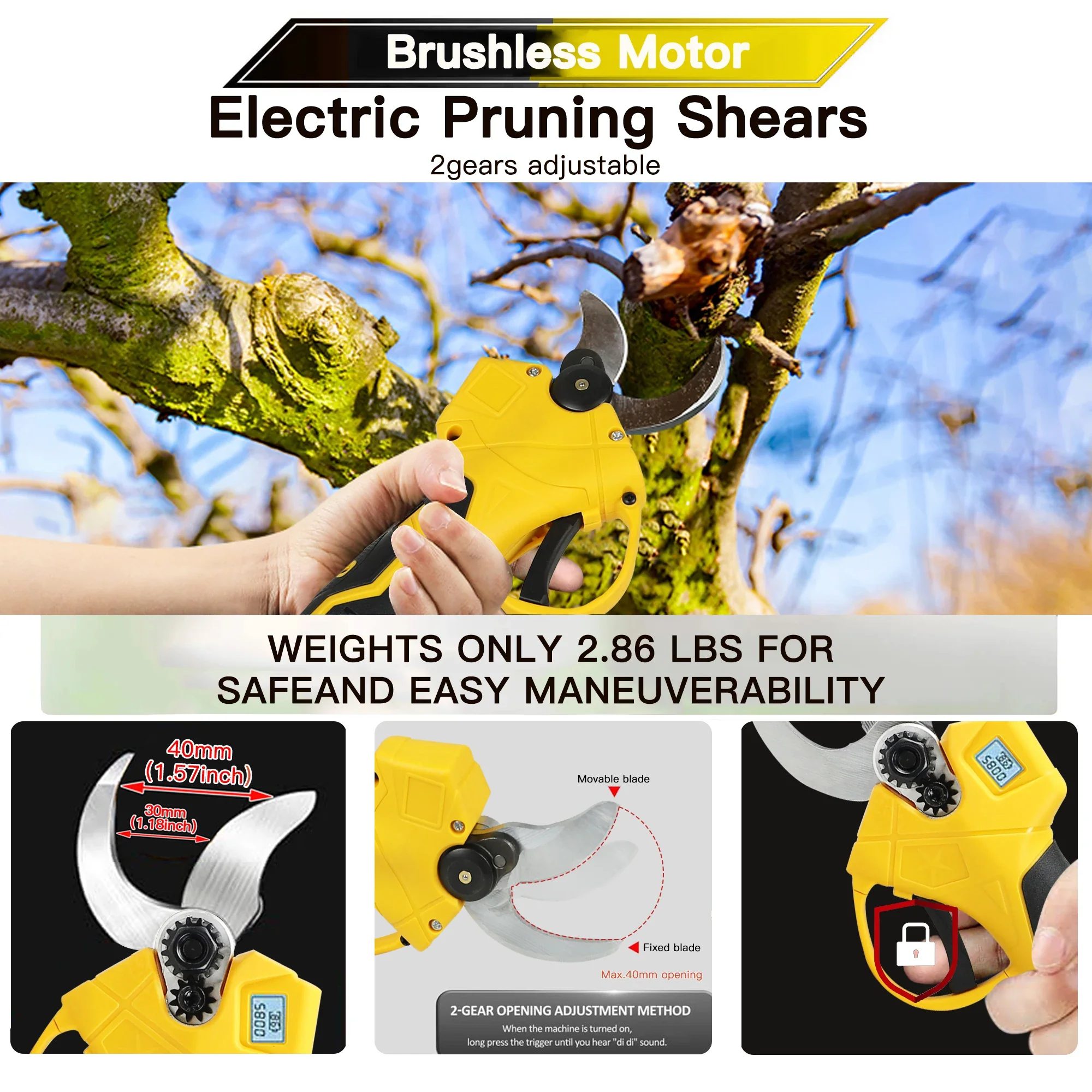 18V Cordless Electric Fruit Pruning Shears with LCD Display - Image 5