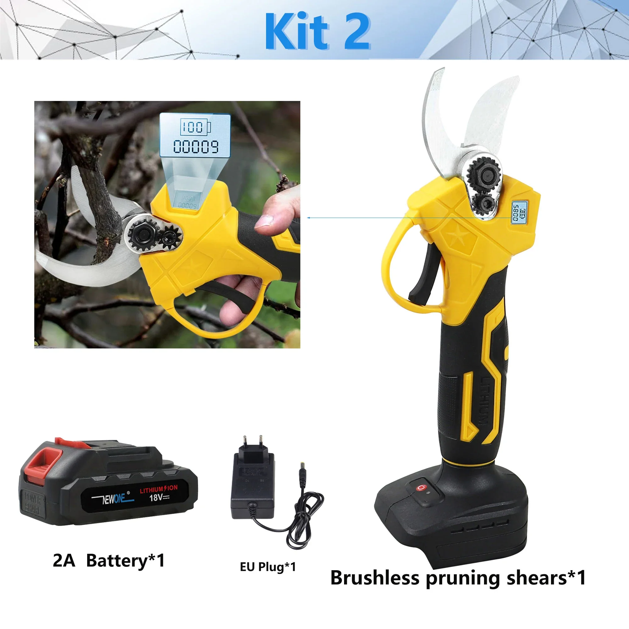 18V Cordless Electric Fruit Pruning Shears with LCD Display - Image 7