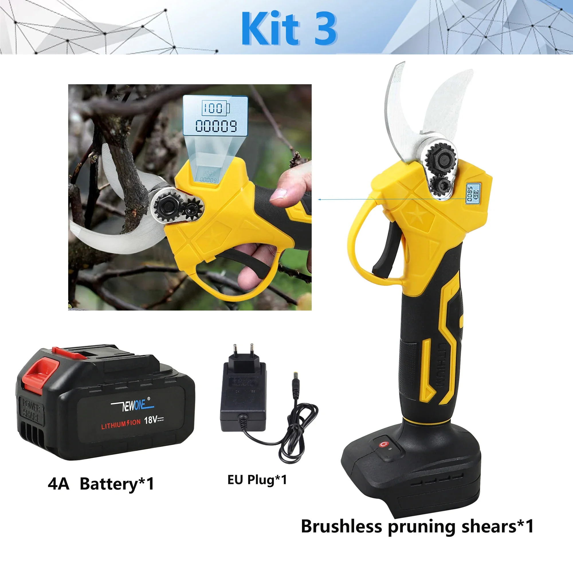 18V Cordless Electric Fruit Pruning Shears with LCD Display - Image 9