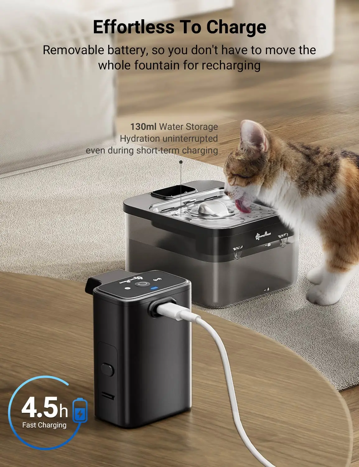 2.5L Automatic Stainless Steel Cat Water Fountain - Image 4