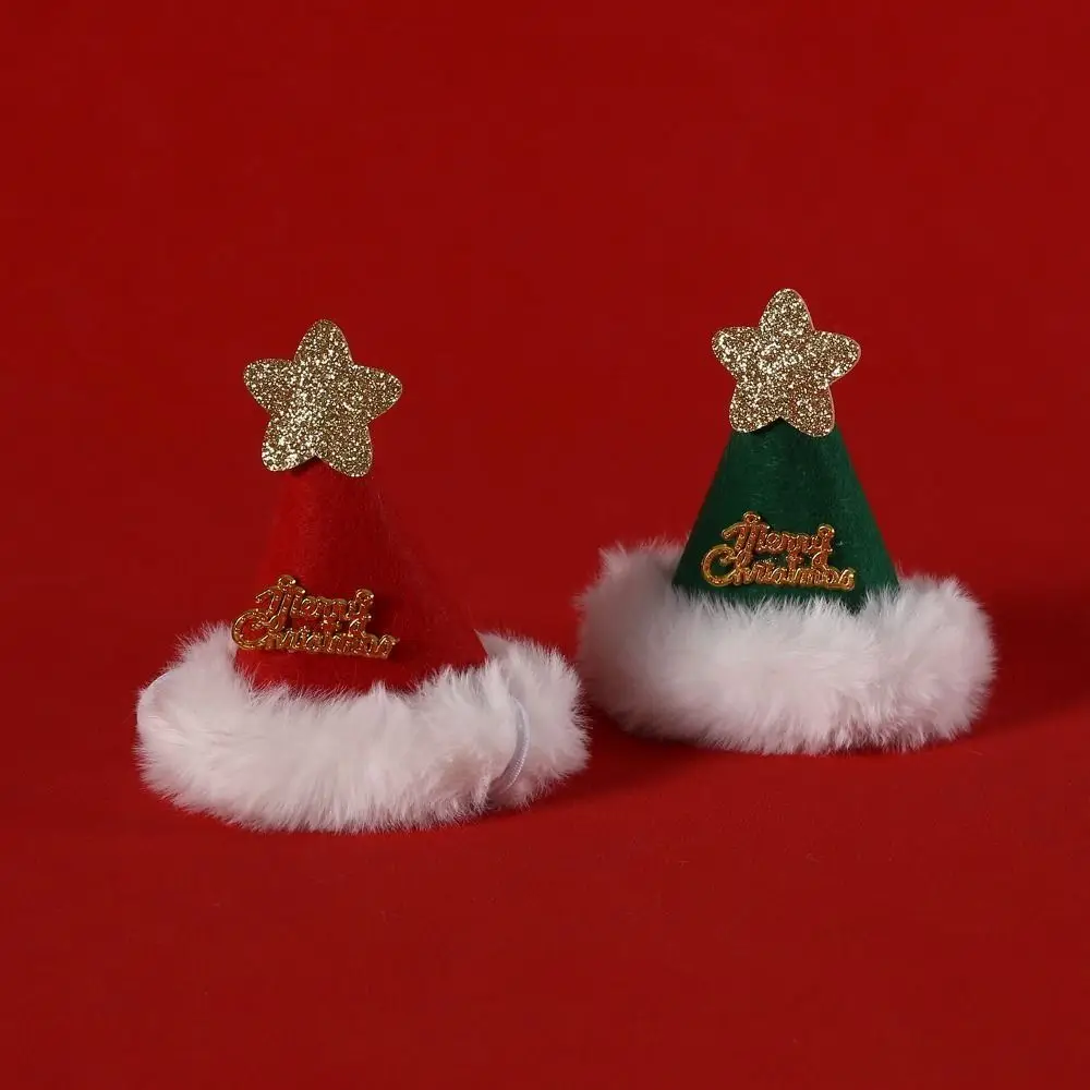 2-Piece Pet Christmas Dress-Up Set – Kitten & Puppy Bandana with Hat - Image 2