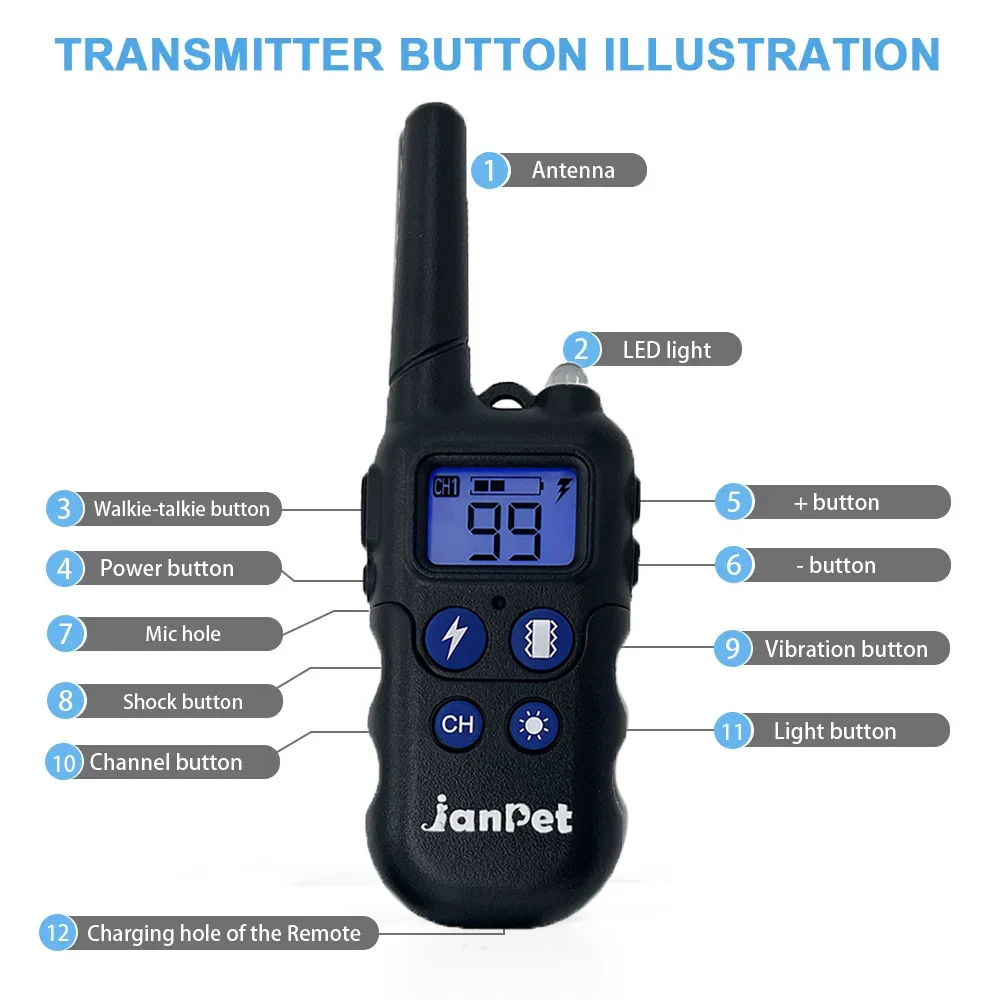 2000m Remote Training Collar with Walkie-Talkie Function - Image 2
