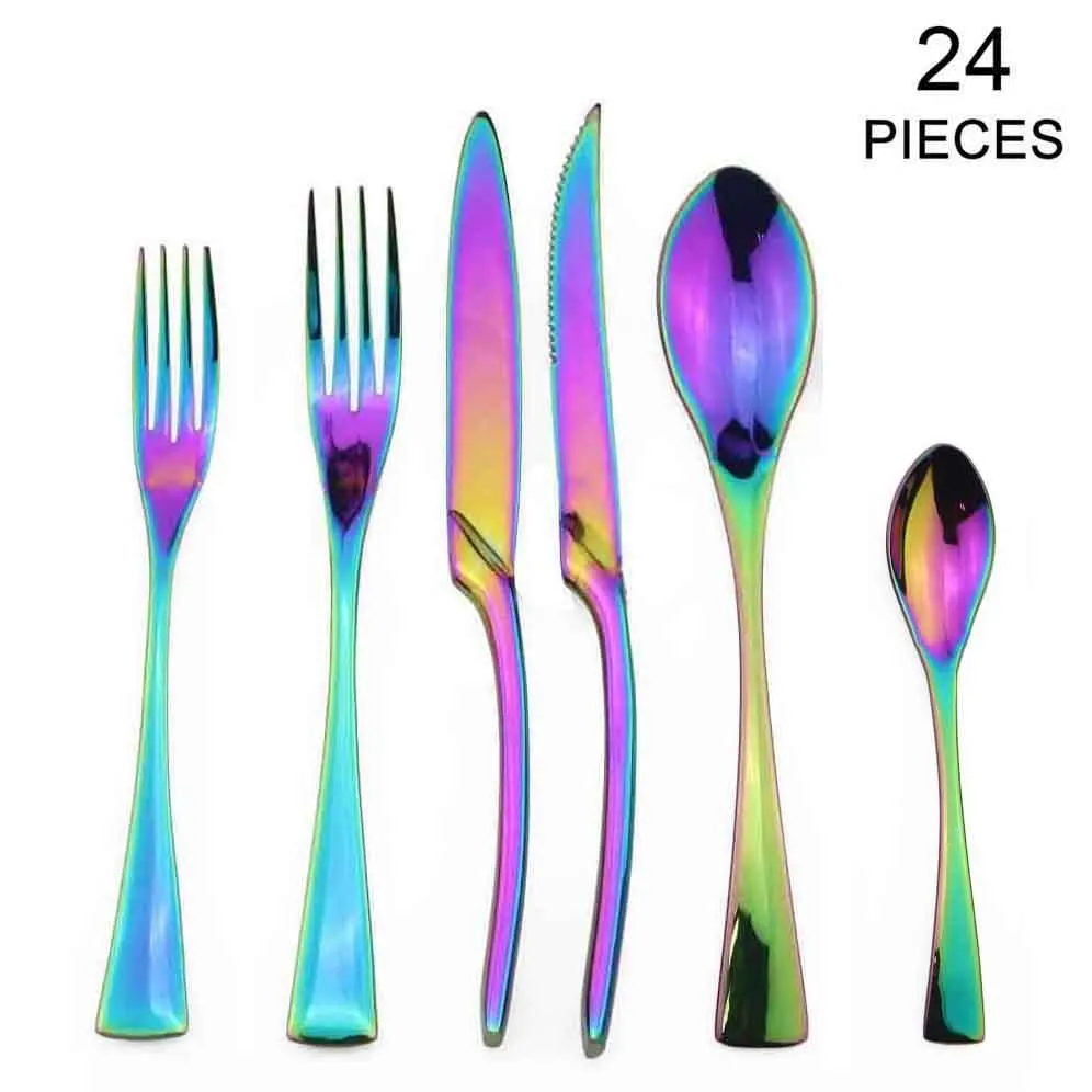 24Pcs 18/10 Stainless Steel Dinnerware Set - Image 12