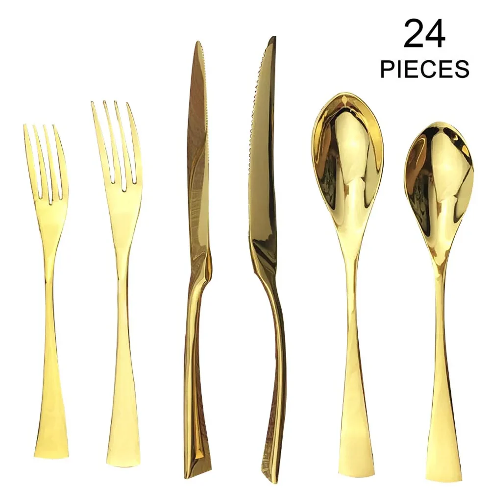 24Pcs 18/10 Stainless Steel Dinnerware Set - Image 8