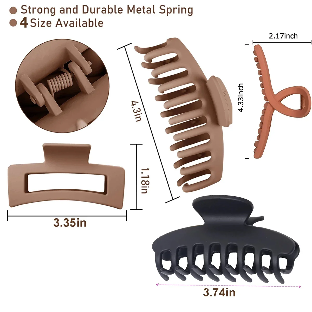 3/4PCs Set of Large Hair Claw Clips - Image 4