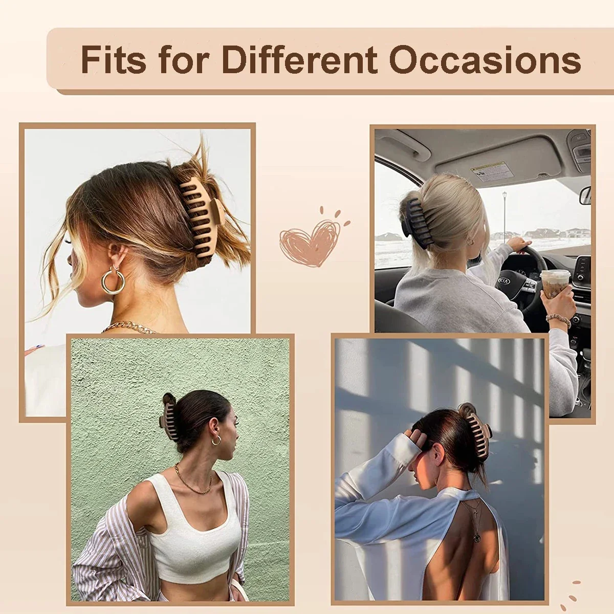 3/4PCs Set of Large Hair Claw Clips - Image 5