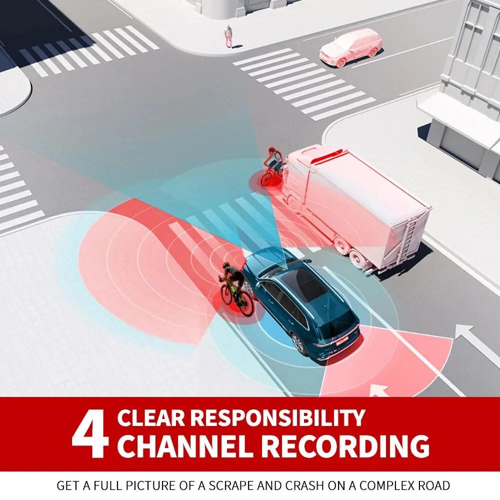 360 M8S 4-Channel Full HD Dash Cam (4×1080P) – Wi-Fi, GPS, 24H Radar Parking Monitor - Image 3