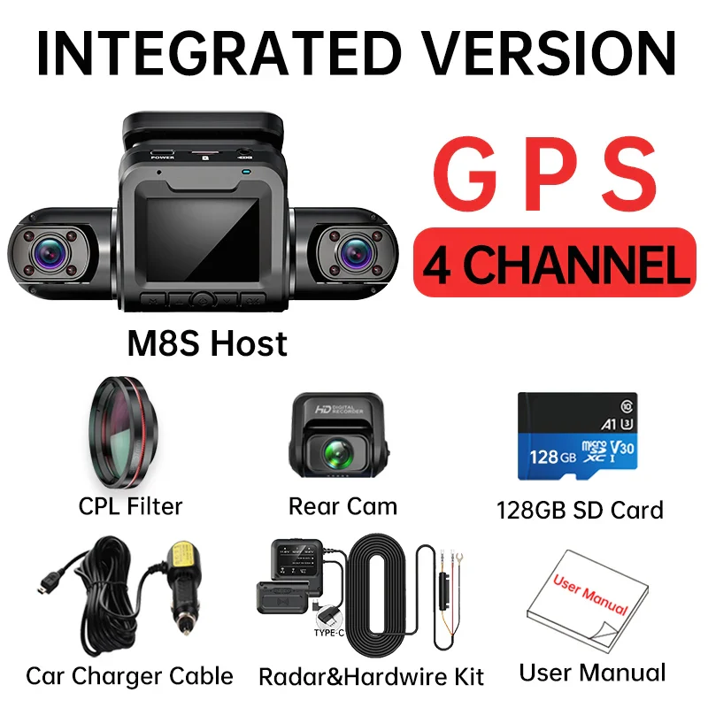 360 M8S 4-Channel Full HD Dash Cam (4×1080P) – Wi-Fi, GPS, 24H Radar Parking Monitor - Image 8