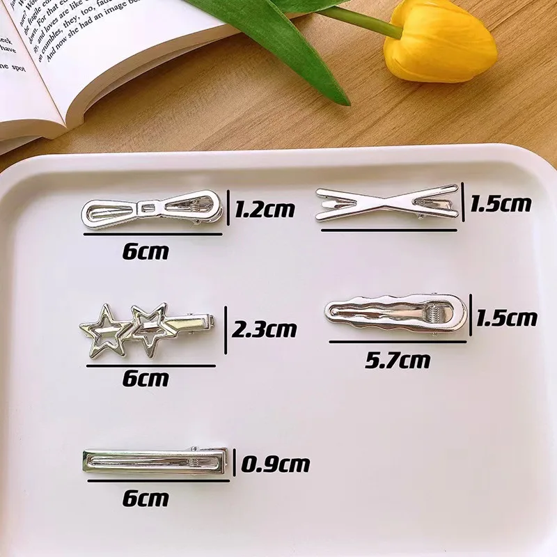 4/24PCs Set of Silver Y2K Hair Clips - Image 6