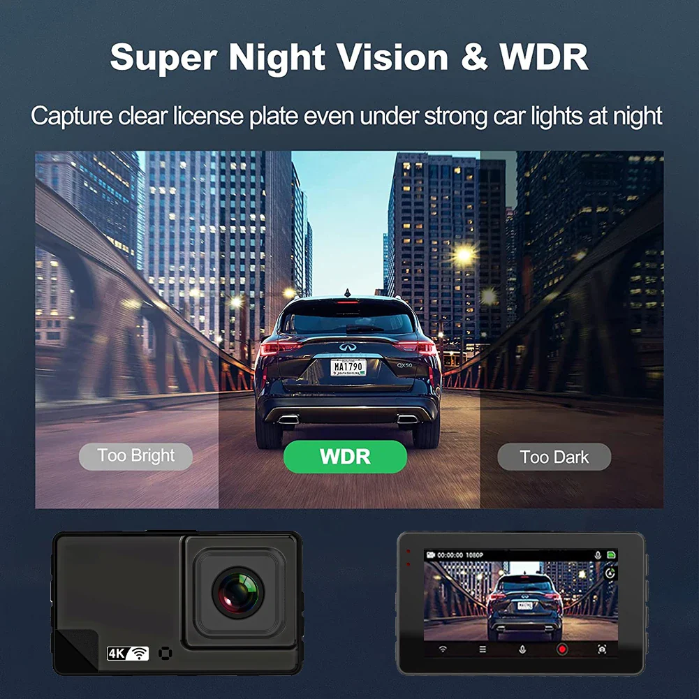 4K Ultra HD Dash Cam Car DVR Dual Camera 4K + 1080P Video Recording - Image 4