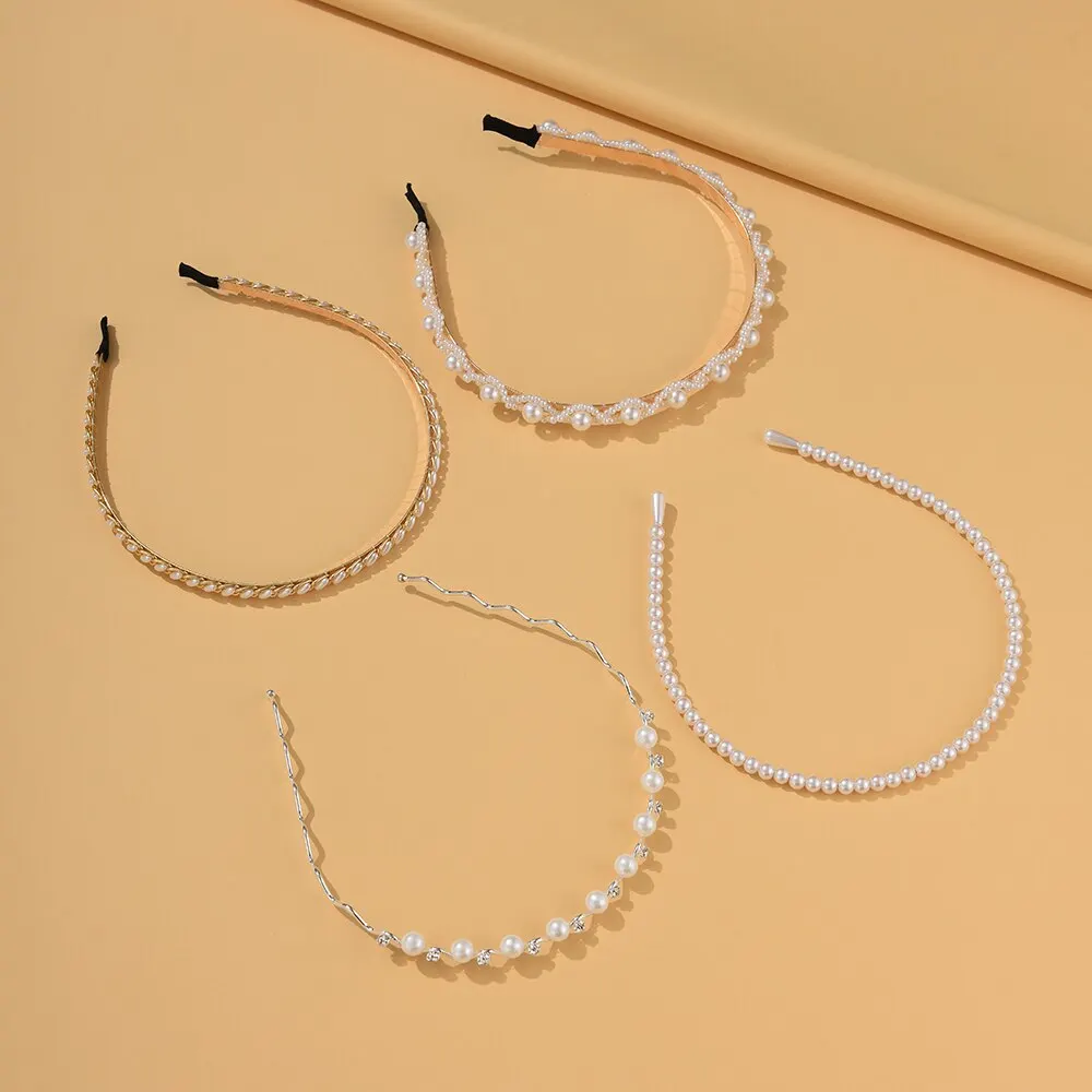 4PCs Set Pearl Hair Band - Image 2