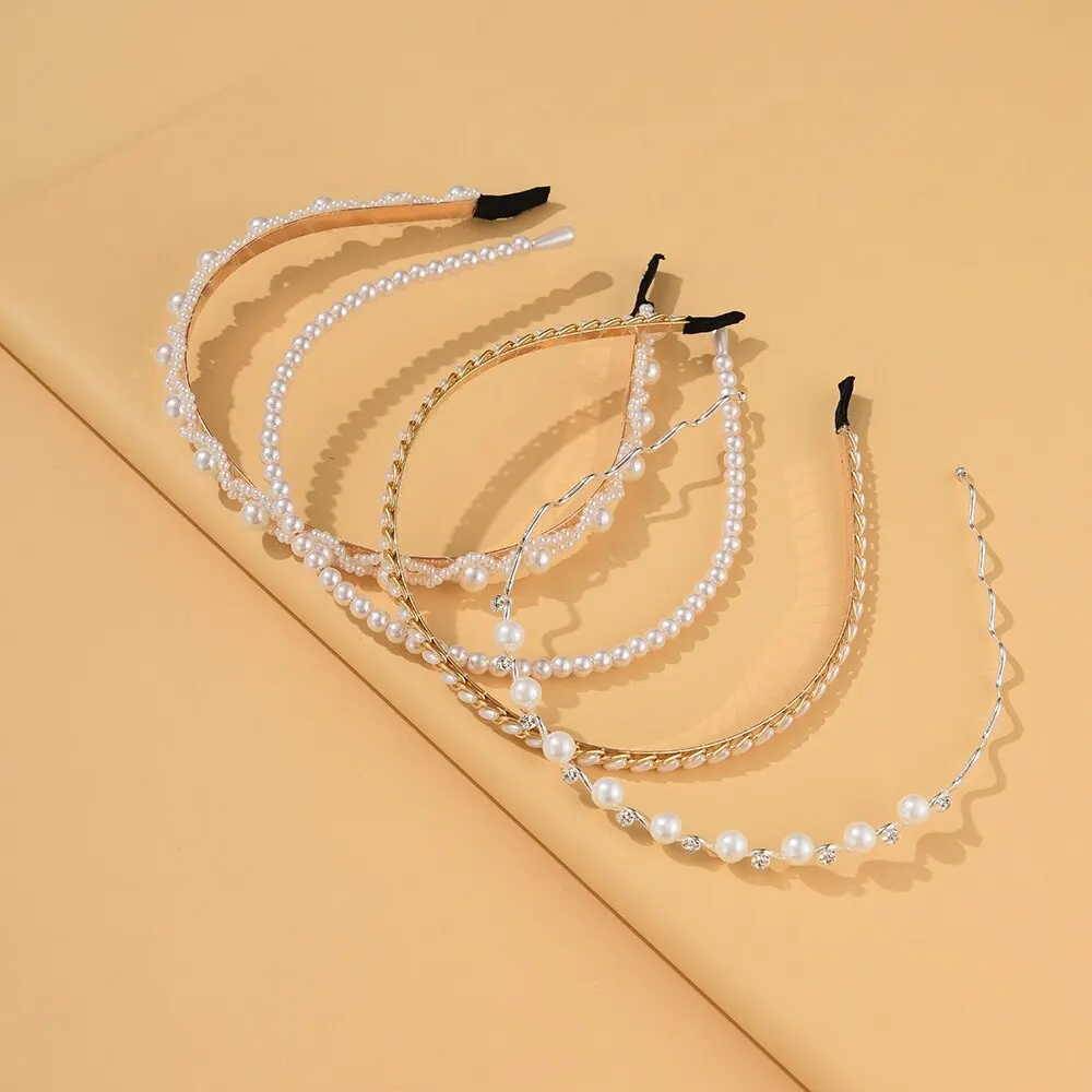 4PCs Set Pearl Hair Band - Image 5