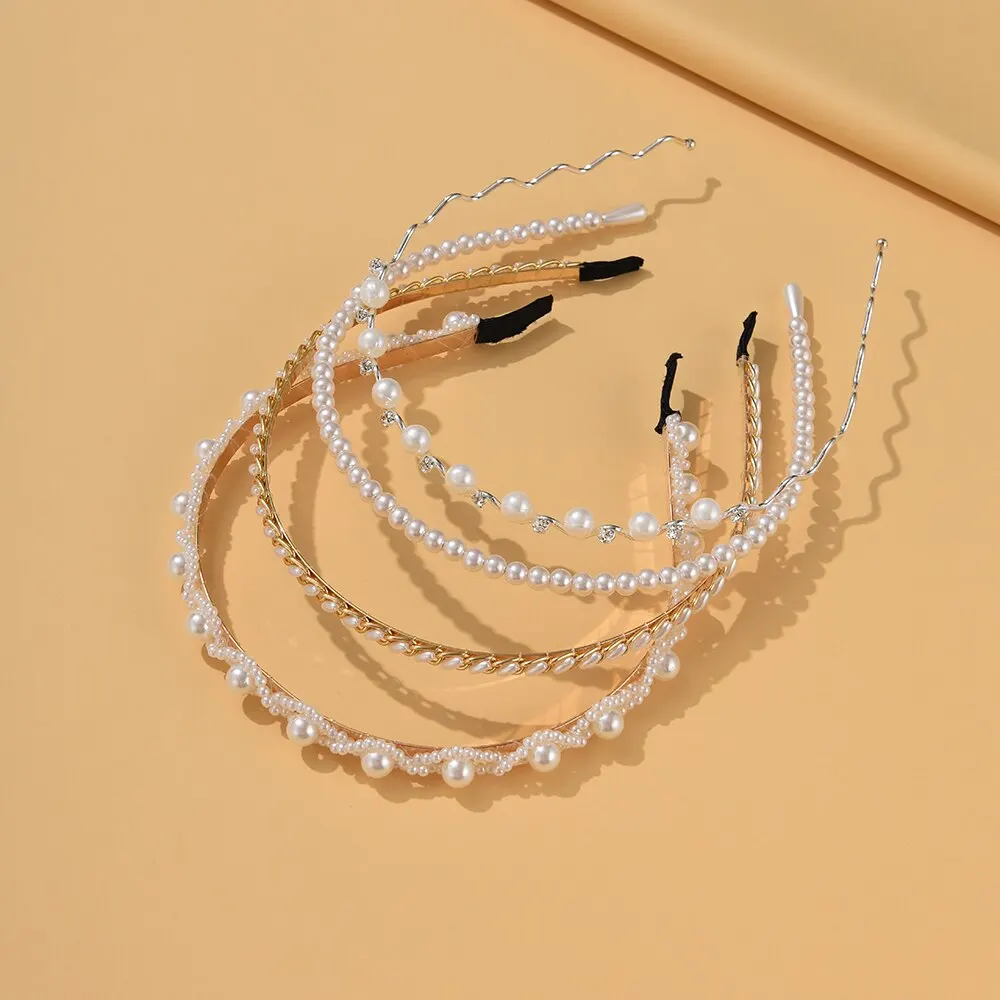 4PCs Set Pearl Hair Band - Image 7