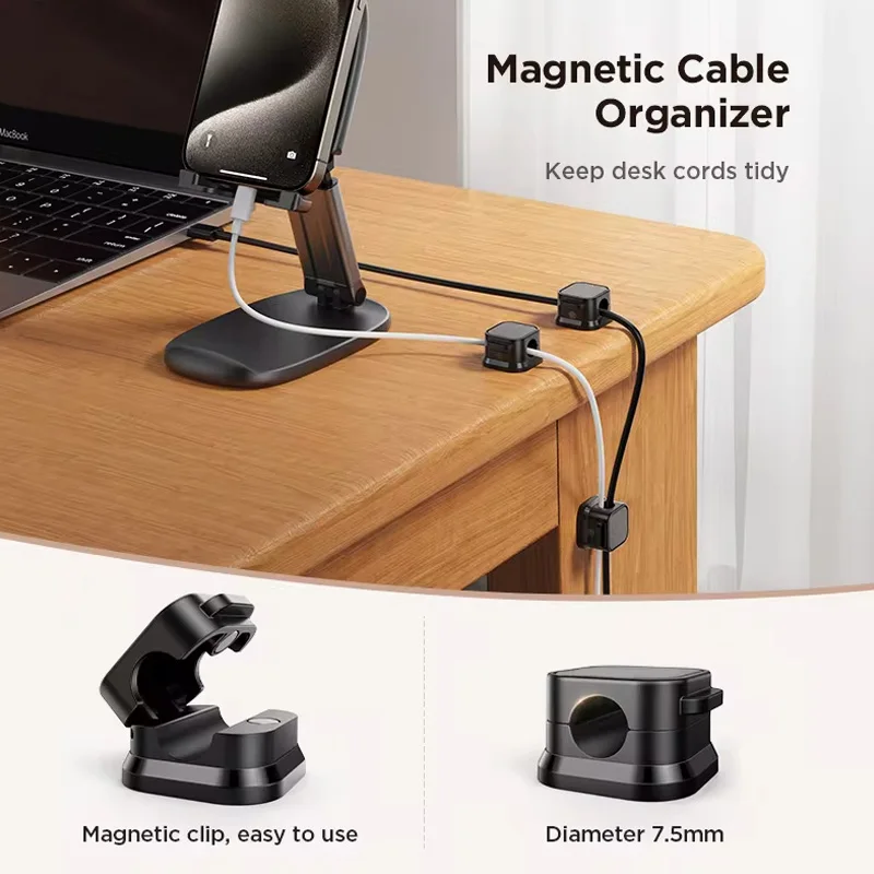 6Pcs Magnetic Cable Clips Set – Adjustable Cord Organiser & Under-Desk Cable Management Holder - Image 3