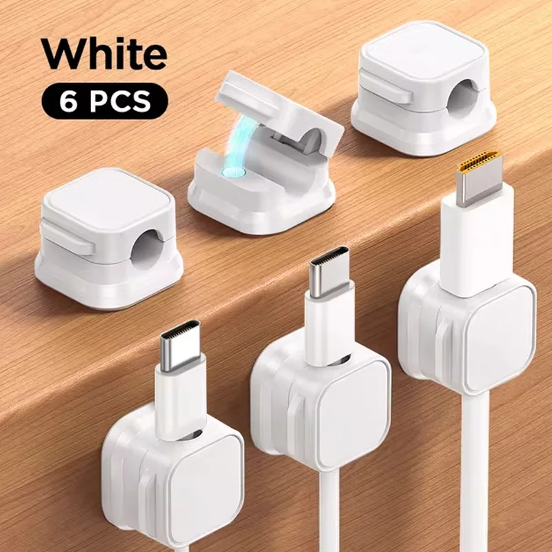 6Pcs Magnetic Cable Clips Set – Adjustable Cord Organiser & Under-Desk Cable Management Holder - Image 9