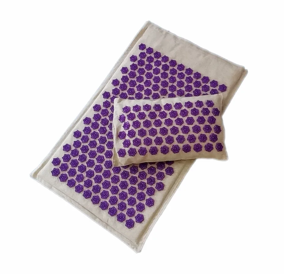 74x44cm Nature Linen Massage Yoga Mat - Image 25