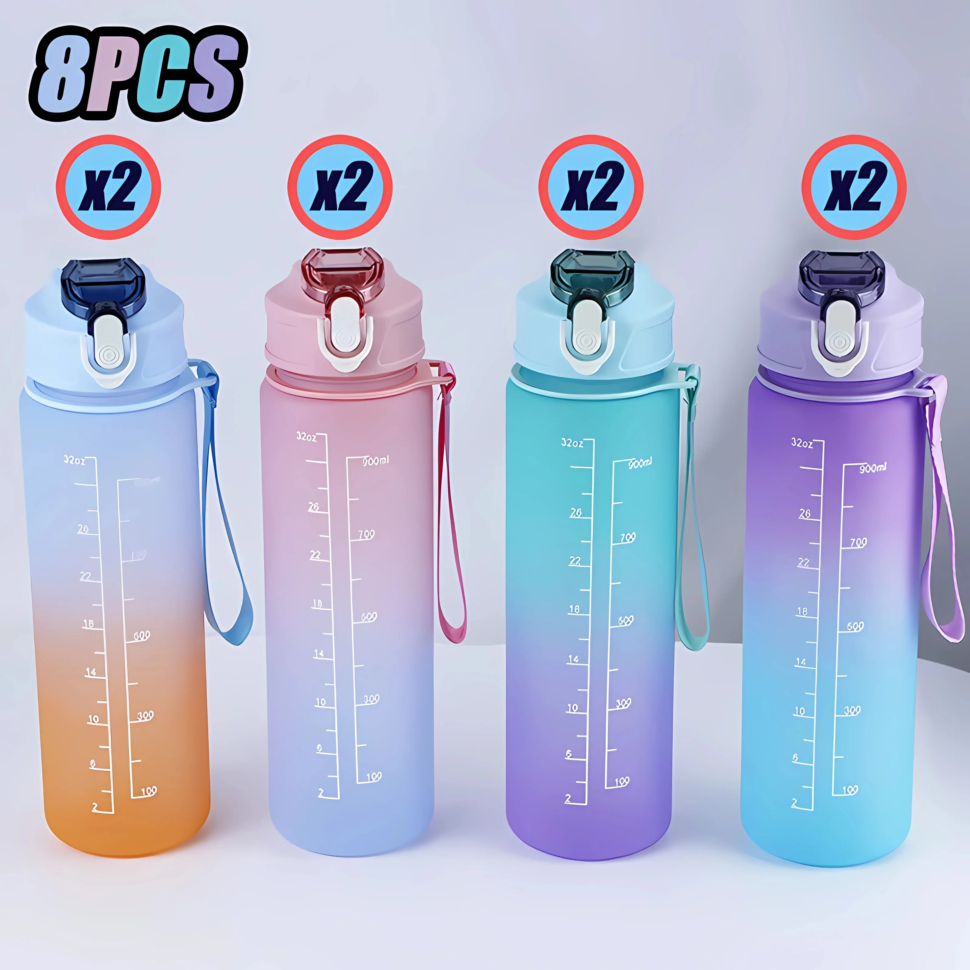 900ml Sports Water Bottle with Time Marker - Image 9
