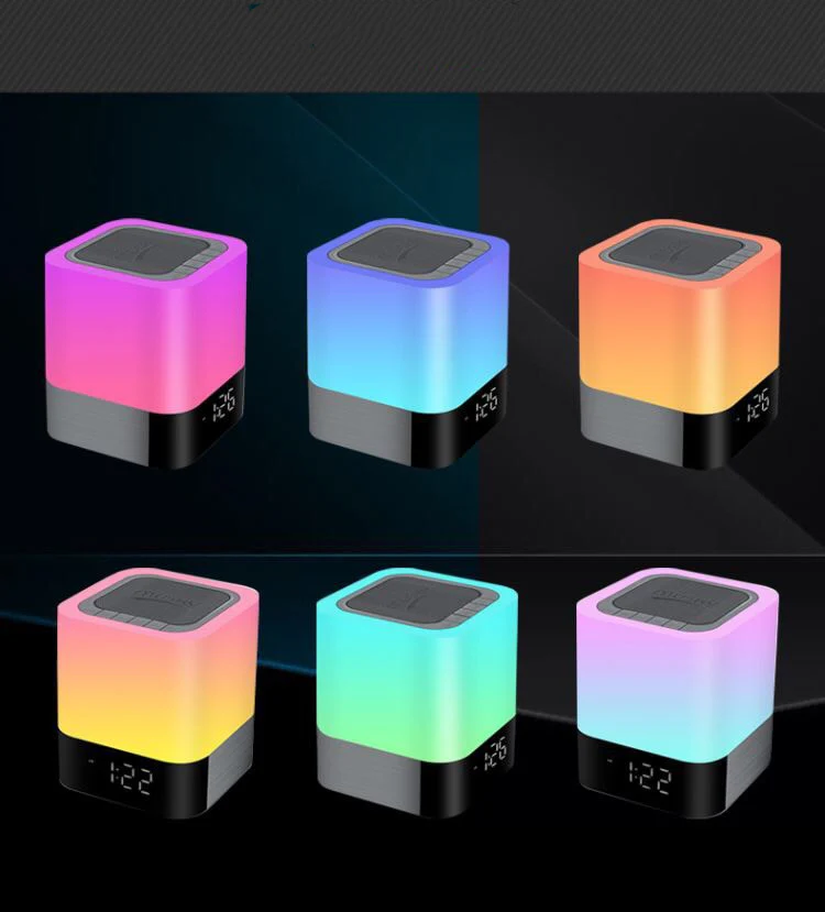 Portable Alarm Clock Bluetooth Speaker Touch Screen LED Light - Image 2