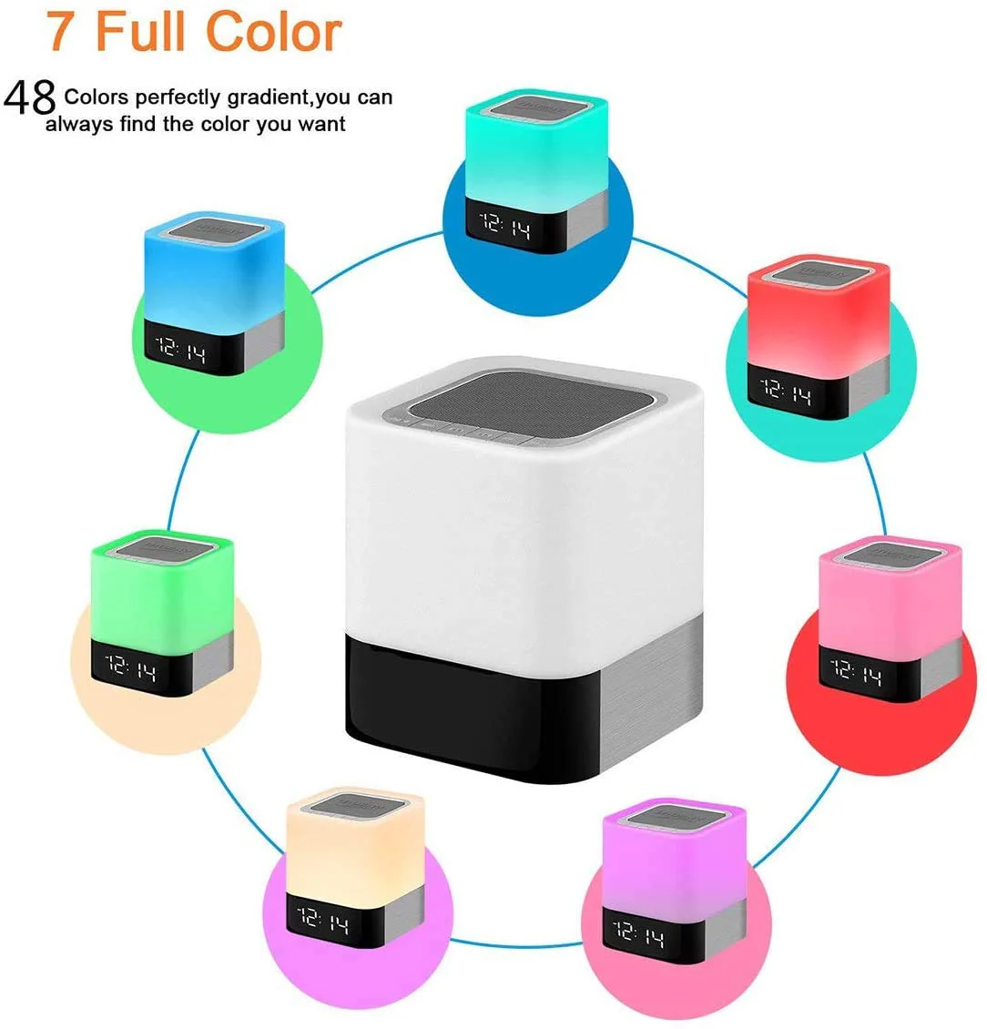 Portable Alarm Clock Bluetooth Speaker Touch Screen LED Light - Image 7
