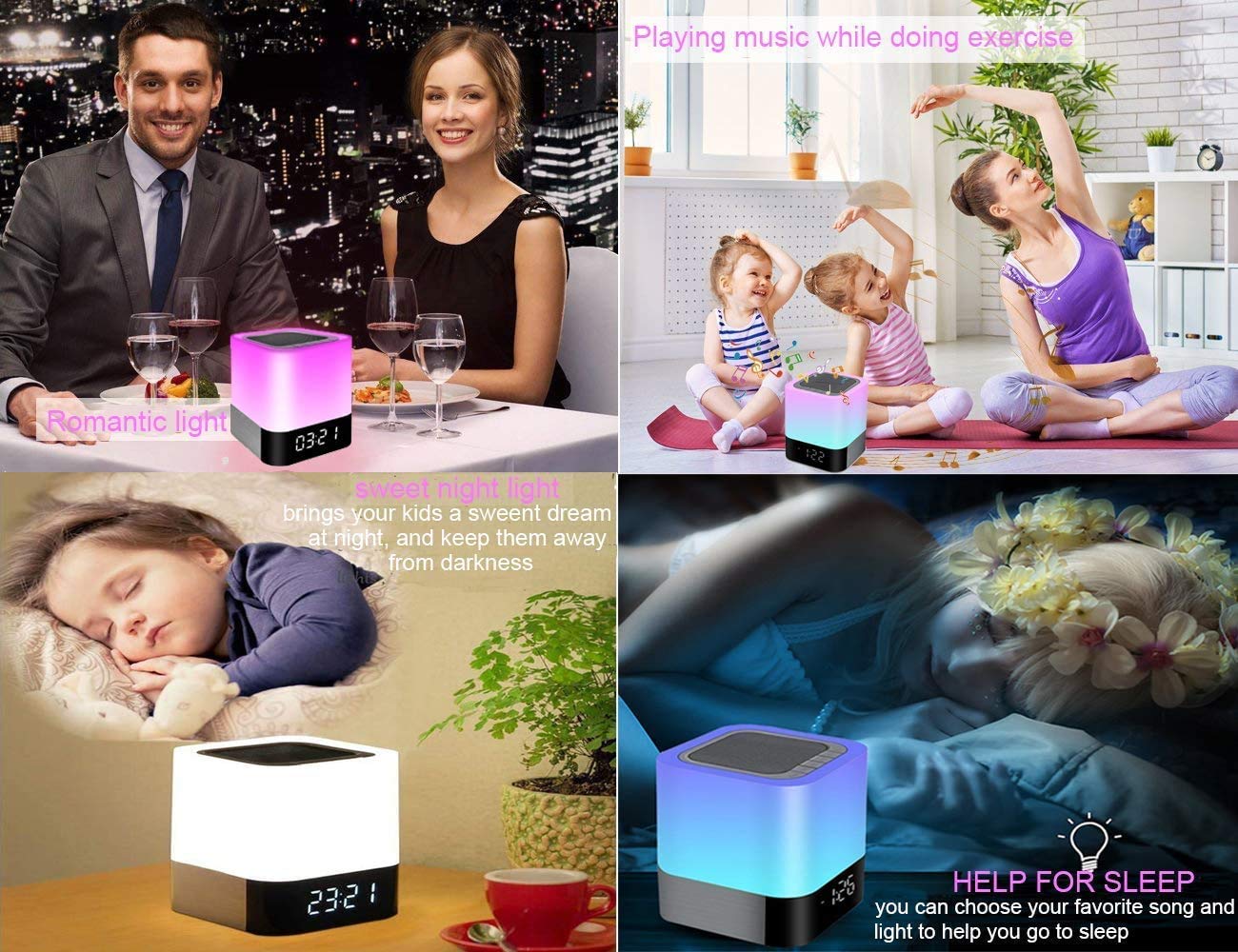 Portable Alarm Clock Bluetooth Speaker Touch Screen LED Light - Image 9