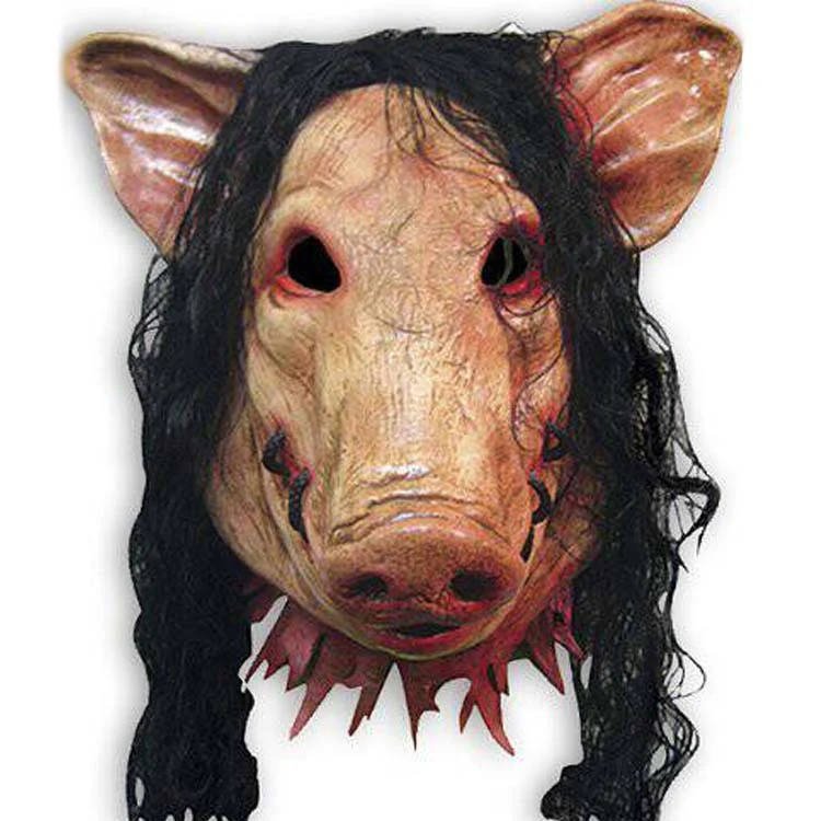 Animal Headgear Horror Douyin  Children Chainsaw Horror Pig Bajie Mask With Hair Pig Head Mask - Image 4