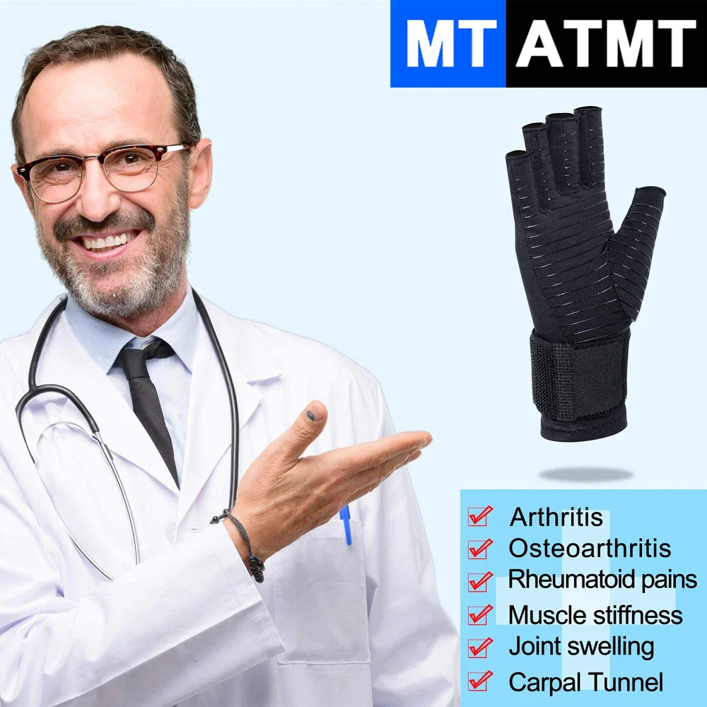 Arthritis Compression Gloves with Wrist Support Strap - Image 3