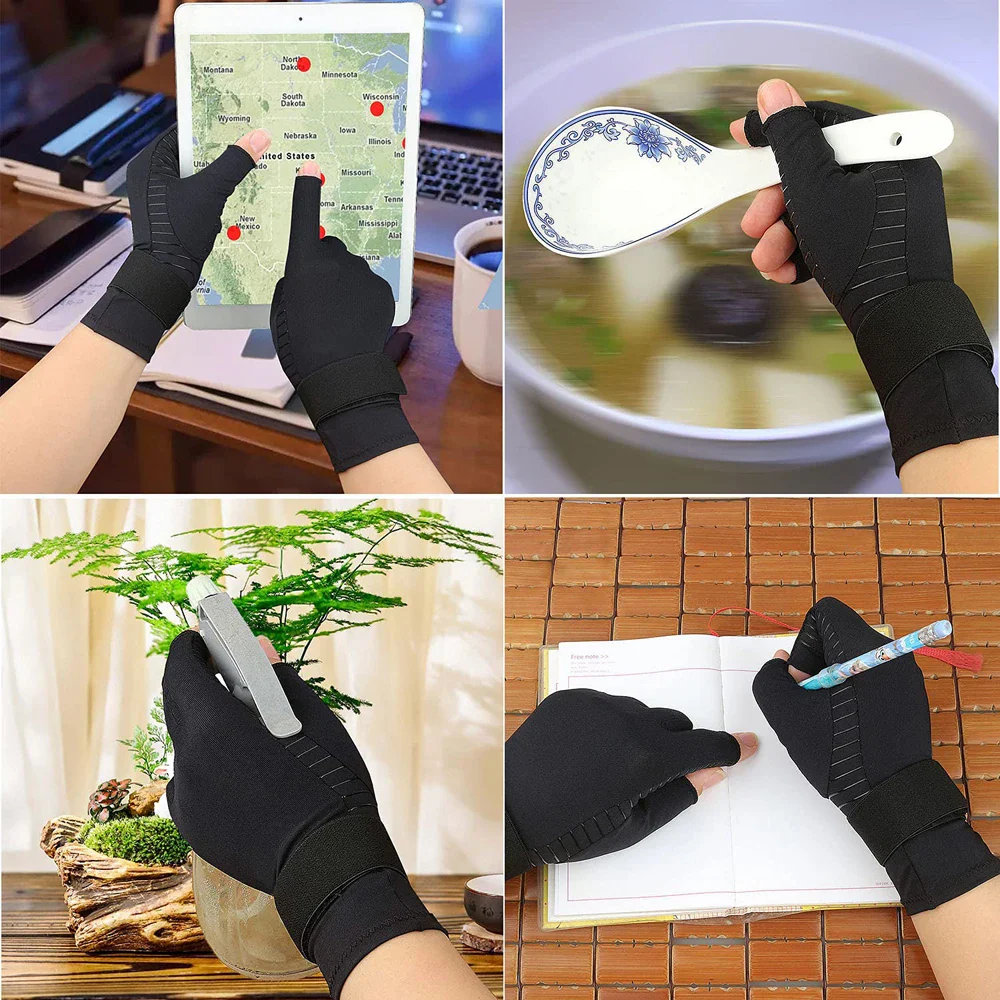 Arthritis Compression Gloves with Wrist Support Strap - Image 4