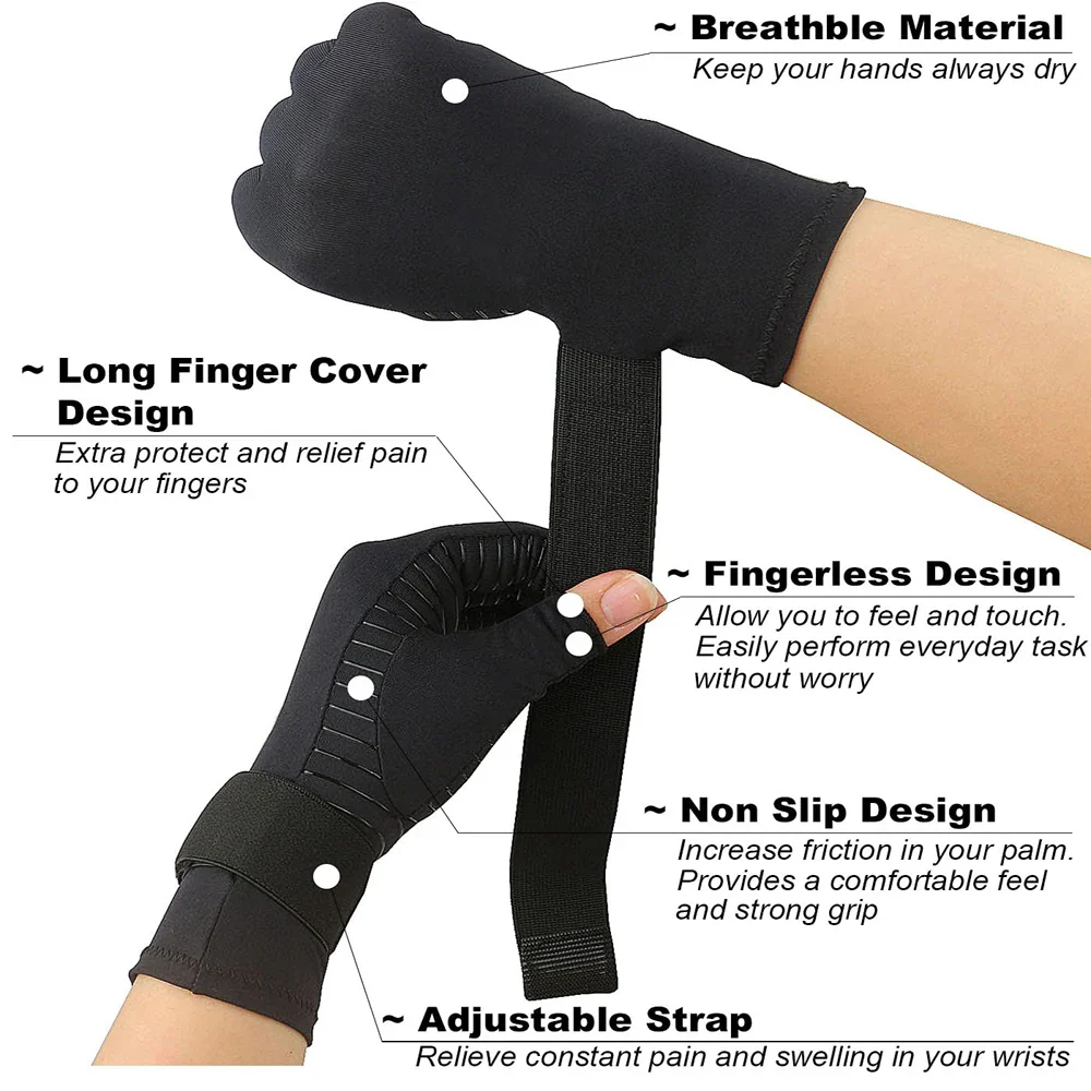 Arthritis Compression Gloves with Wrist Support Strap - Image 5