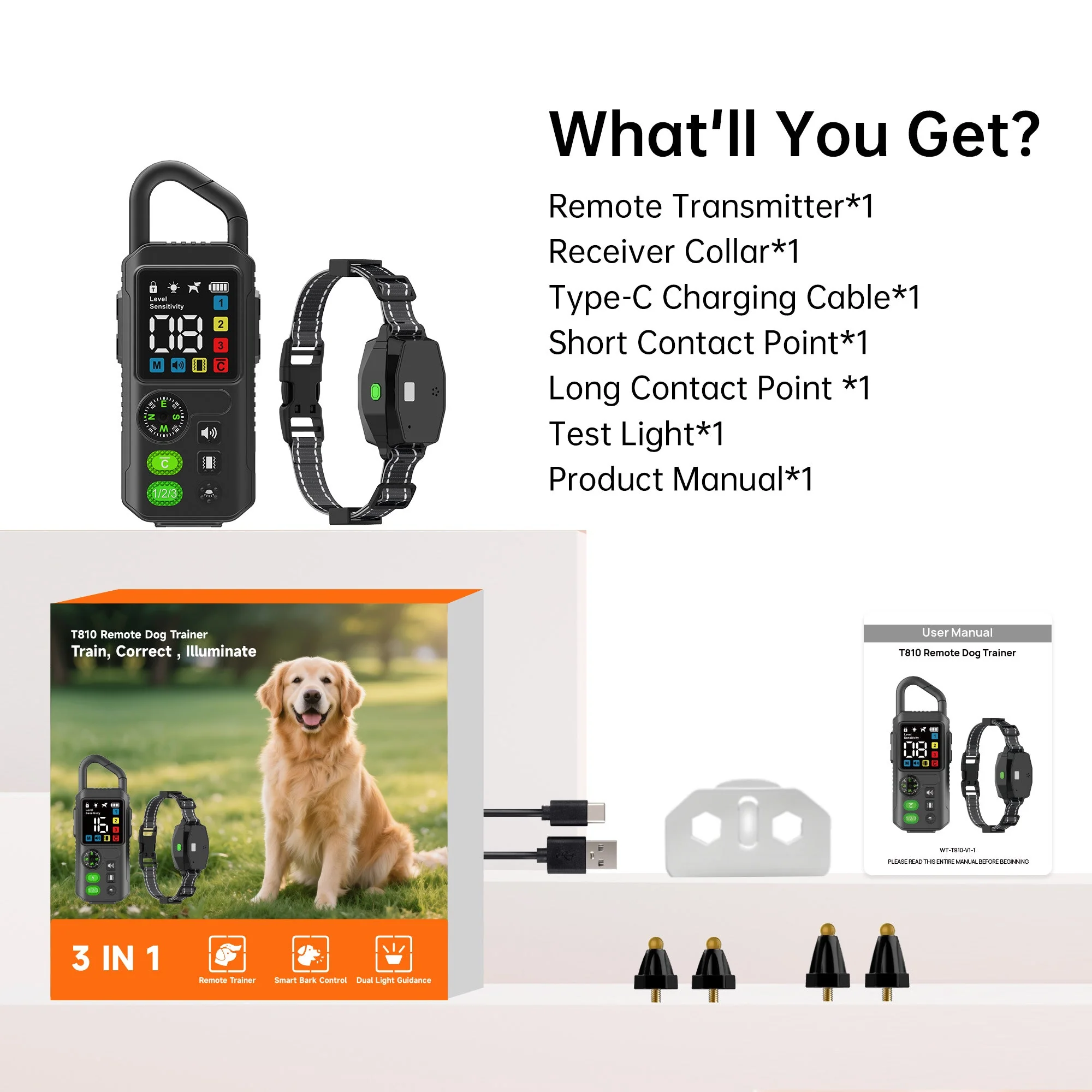 Astko T810 Remote Dog Training Collar 3-in-1 Behaviour Control with Anti-Bark and LED Lights - Image 9