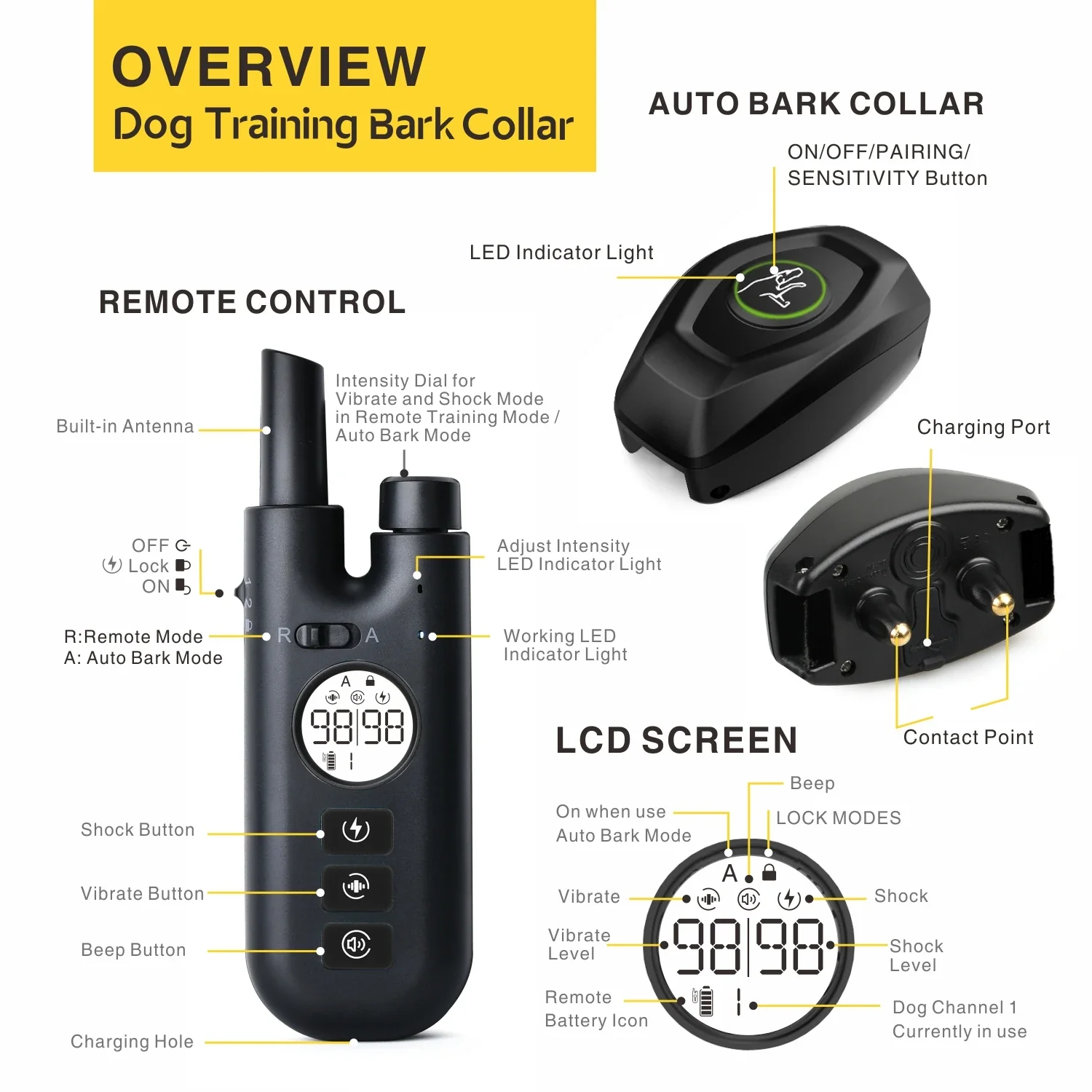 Auto and Manual Dog Bark and Training Shock Collar - Image 2