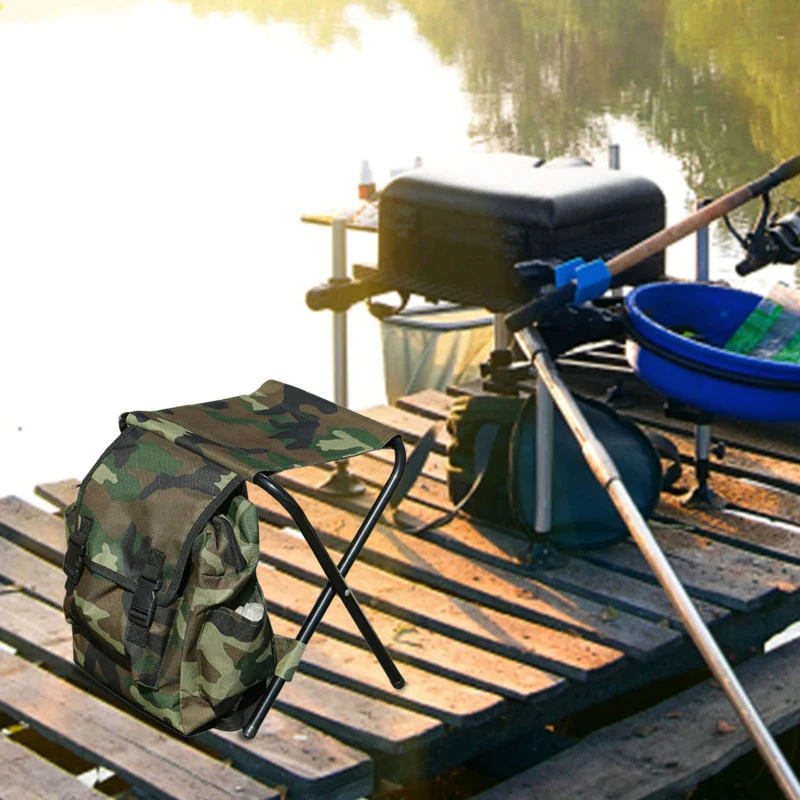 Portable Camping Cooling Backpack with Folding Chair Seat Stool - Image 2