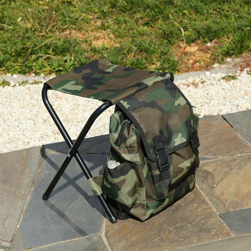Portable Camping Cooling Backpack with Folding Chair Seat Stool - Image 3
