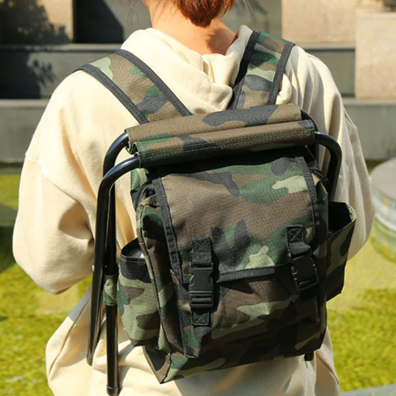 Portable Camping Cooling Backpack with Folding Chair Seat Stool - Image 4