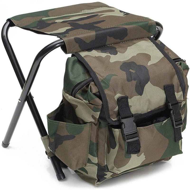 Portable Camping Cooling Backpack with Folding Chair Seat Stool - Image 7