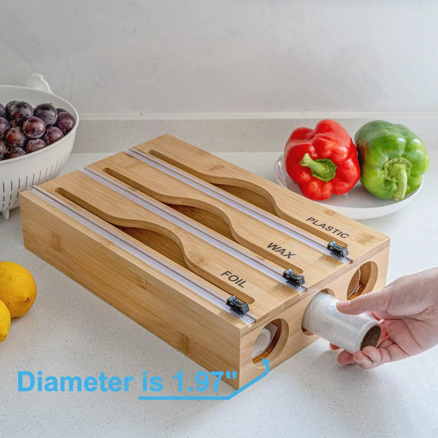 Bamboo 3-in-1 Plastic Wrap Dispenser - Image 6