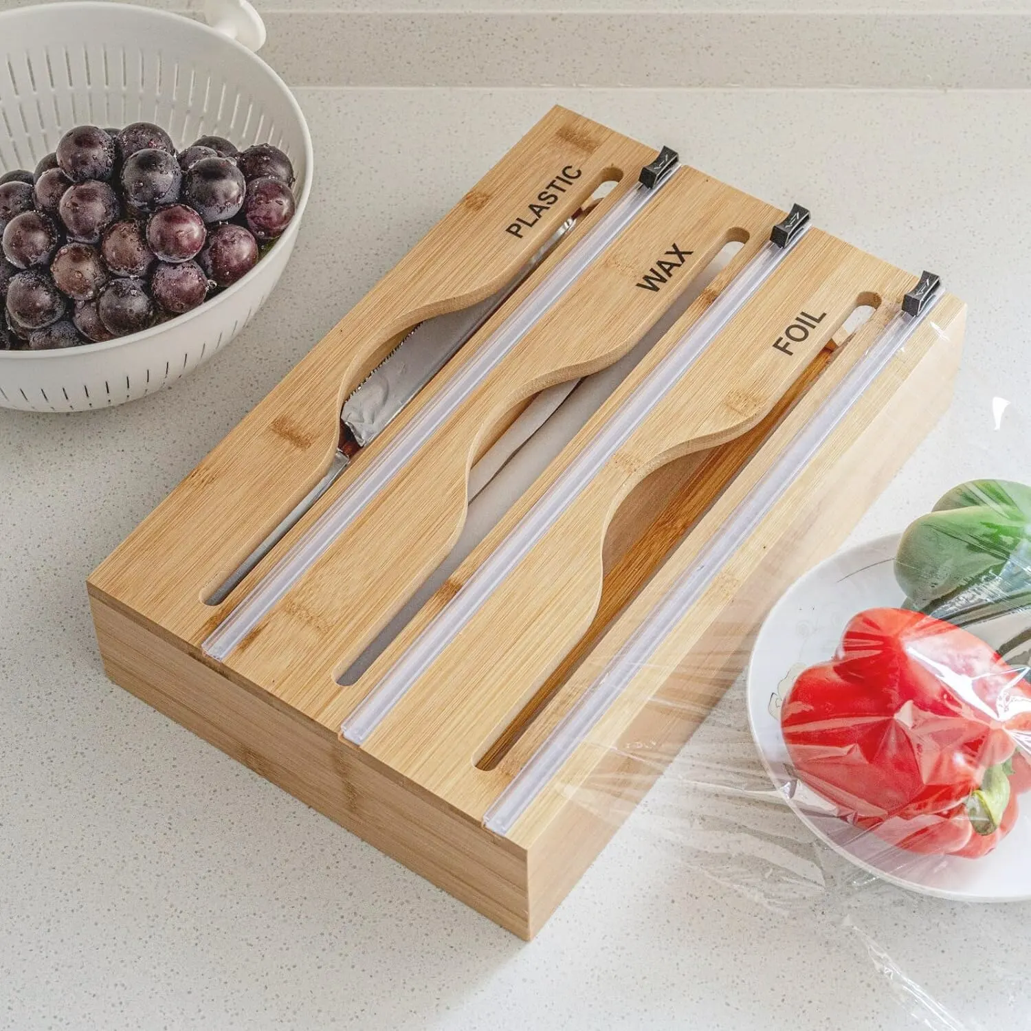 Bamboo 3-in-1 Plastic Wrap Dispenser - Image 7