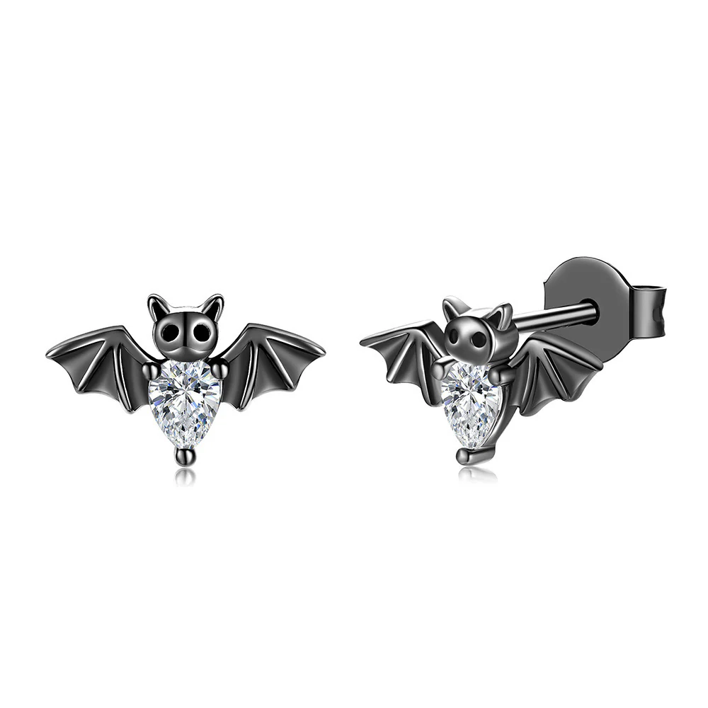 Black Vampire Gothic Bat Stud Earrings European And American Halloween Accessories - Image 2