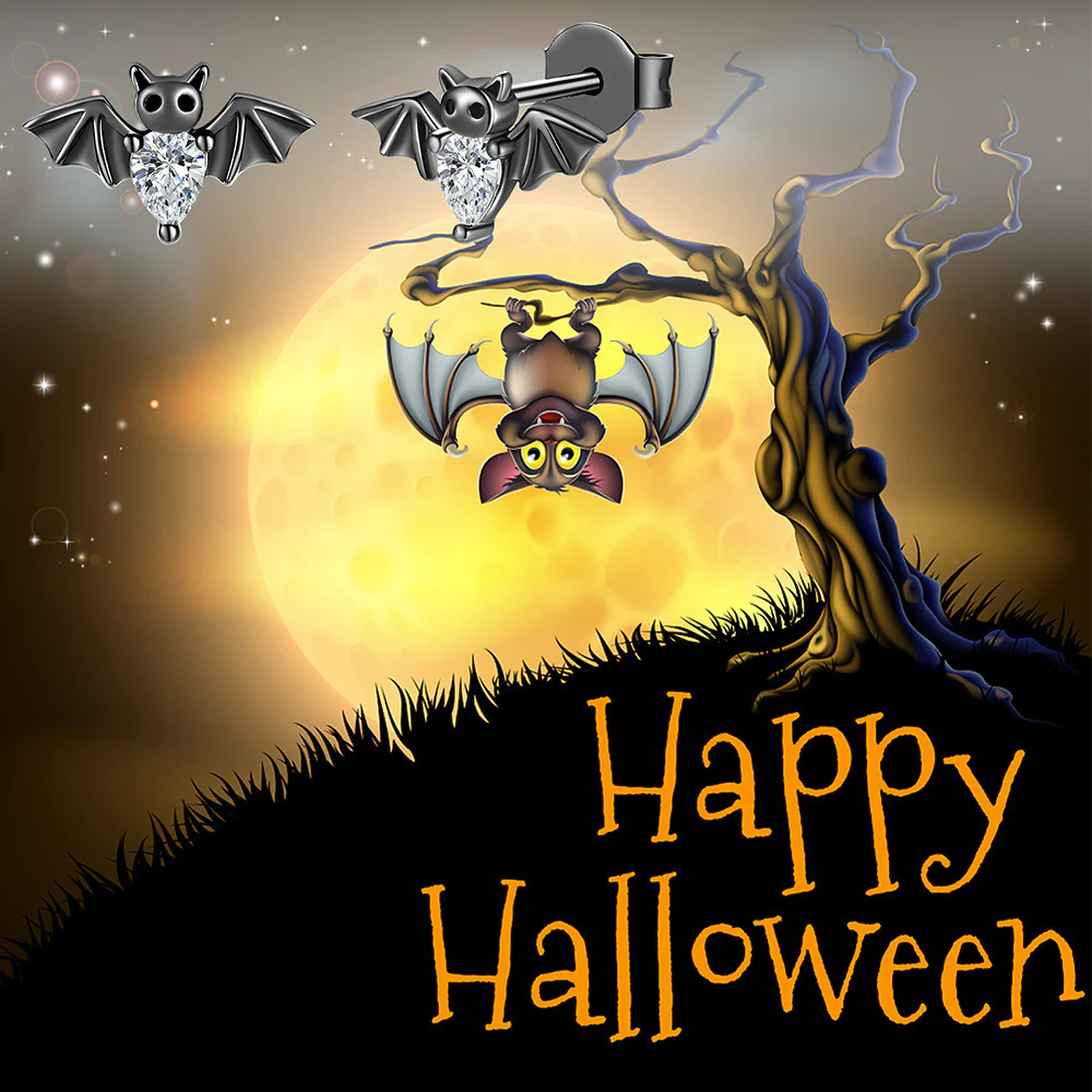 Black Vampire Gothic Bat Stud Earrings European And American Halloween Accessories - Image 5