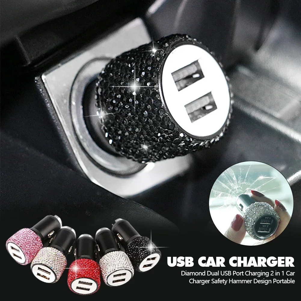 Bling USB Car Charger/All-in-One USB Cable 5V 2.1A - Image 2