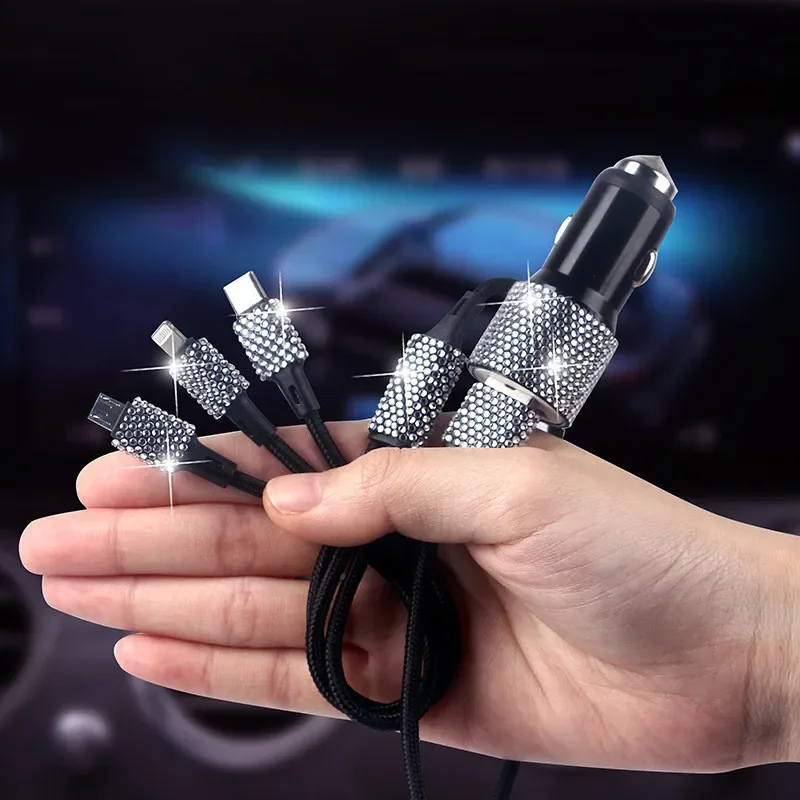 Bling USB Car Charger/All-in-One USB Cable 5V 2.1A - Image 3