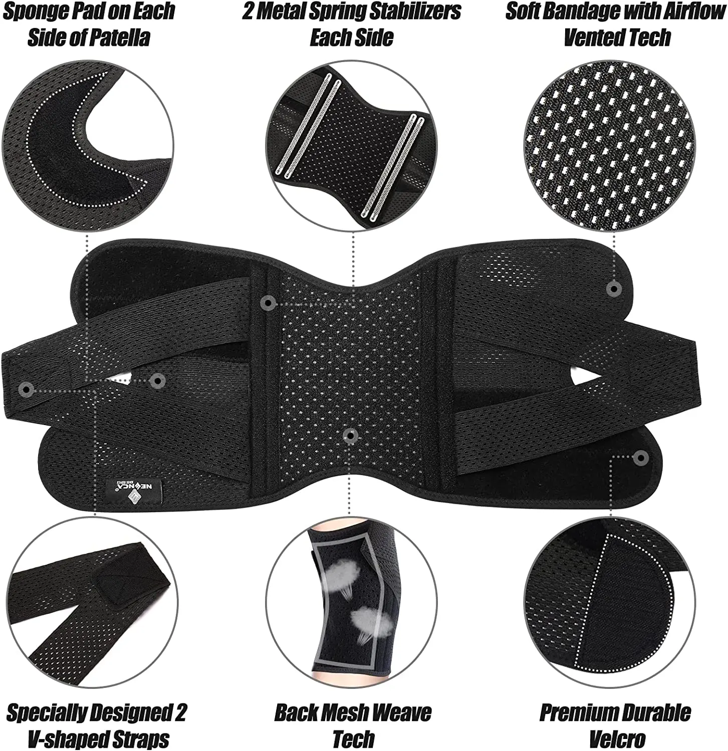 Breathable Knee Pads Support with Side Stabilizers - Image 2