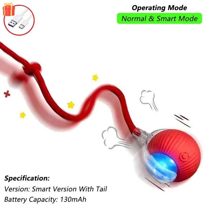 Cat Interactive Smart Ball Toy – Rechargeable Rolling Ball with Tail, Obstacle Avoidance & LED Modes - Image 21