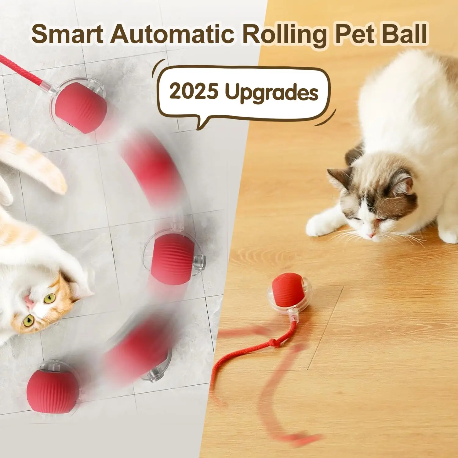 Cat Interactive Smart Ball Toy – Rechargeable Rolling Ball with Tail, Obstacle Avoidance & LED Modes - Image 3