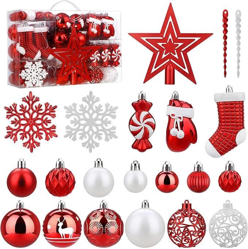 Christmas Baubles Tree Hanging Decoration Shatterproof Ball Ornaments - 128 Pcs - Image 6