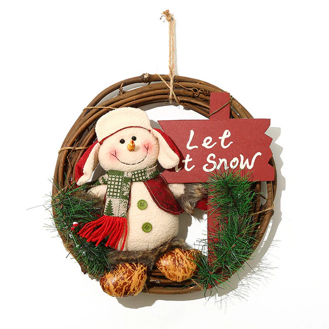Wooden Christmas wreath Door Welcome Decoration - Image 3