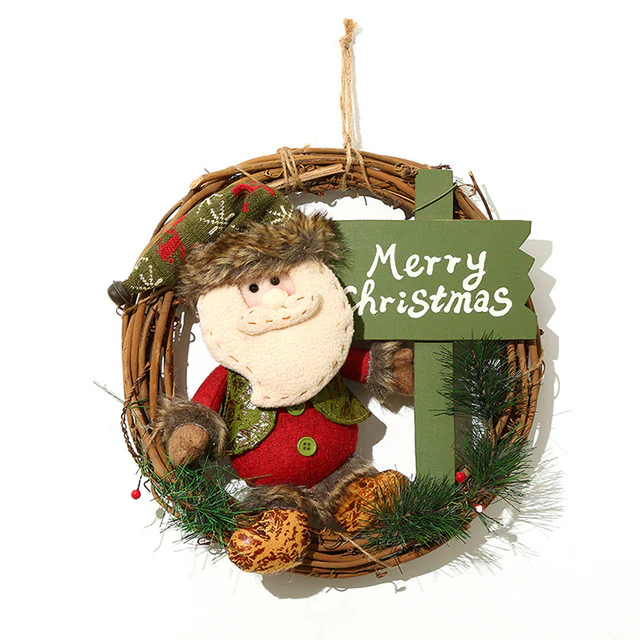 Wooden Christmas wreath Door Welcome Decoration - Image 4