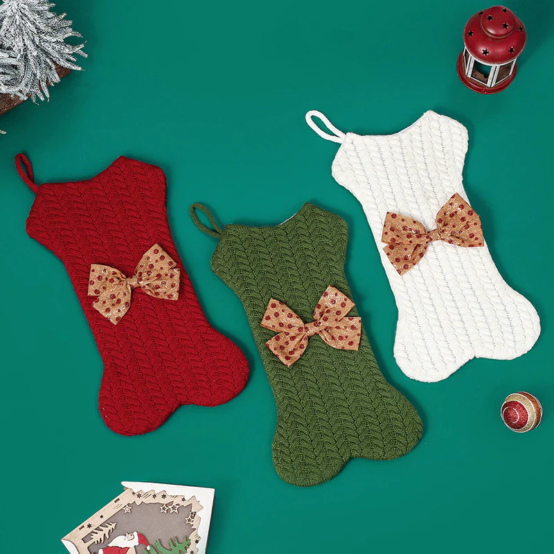 Christmas Decorations Knitting Wool Hanging Gift Bag - Image 3