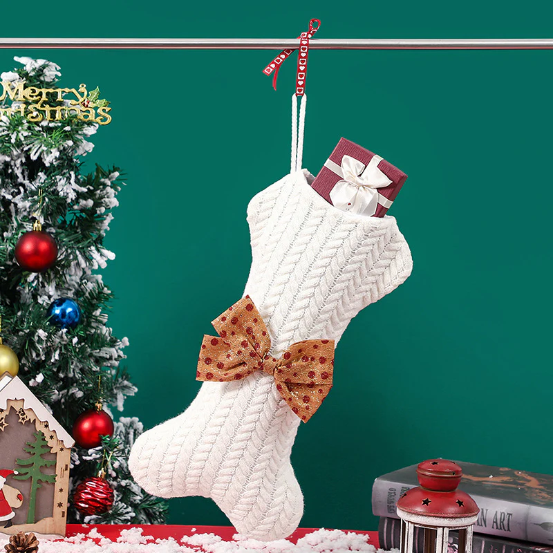 Christmas Decorations Knitting Wool Hanging Gift Bag - Image 4