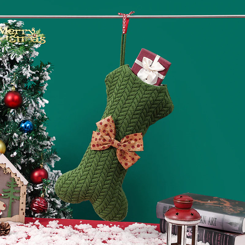 Christmas Decorations Knitting Wool Hanging Gift Bag - Image 5