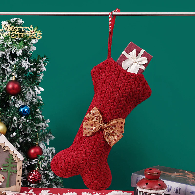 Christmas Decorations Knitting Wool Hanging Gift Bag - Image 6